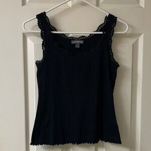 🌷3 for$25🌷Apt. 9, US S, Black Lace Trim Lettuce Edge Tank Top